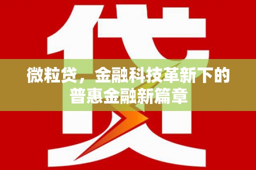 阿瓦提微粒贷，金融科技革新下的普惠金融新篇章