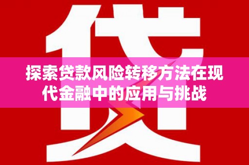 循化探索贷款风险转移方法在现代金融中的应用与挑战